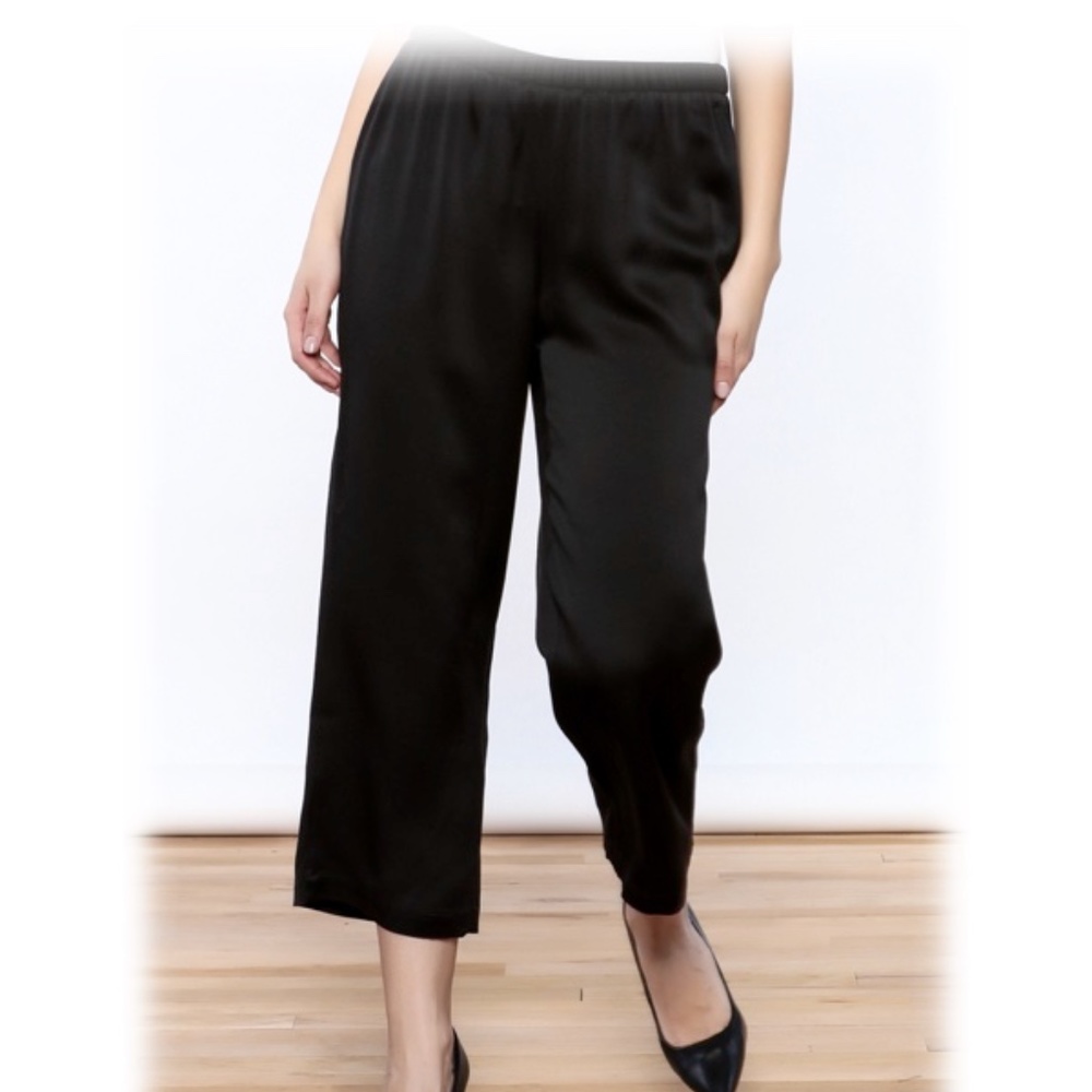 NWT 258.00 EILEEN FISHER  SILK CREPE BACK SATIN CROPPED PANTS